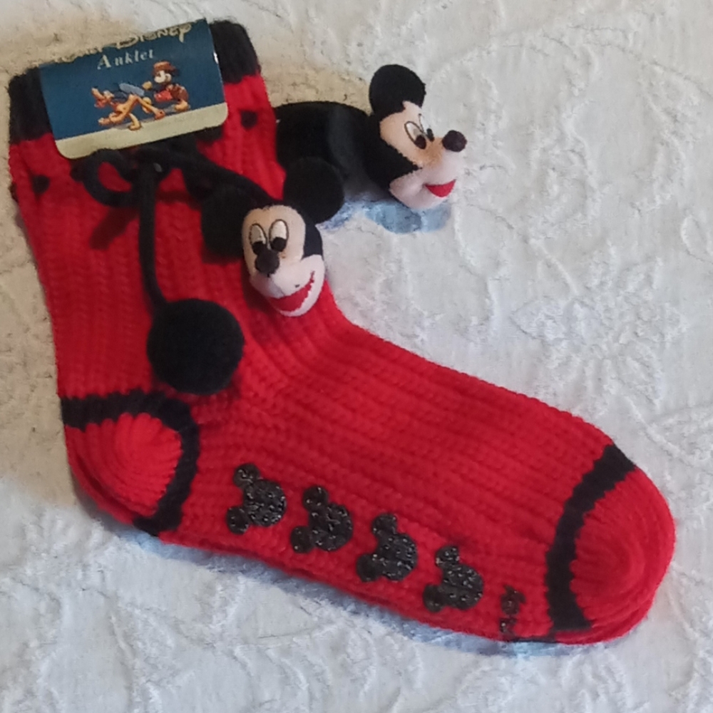VINTAGE Disney Mickey Mouse Red Knit Socks